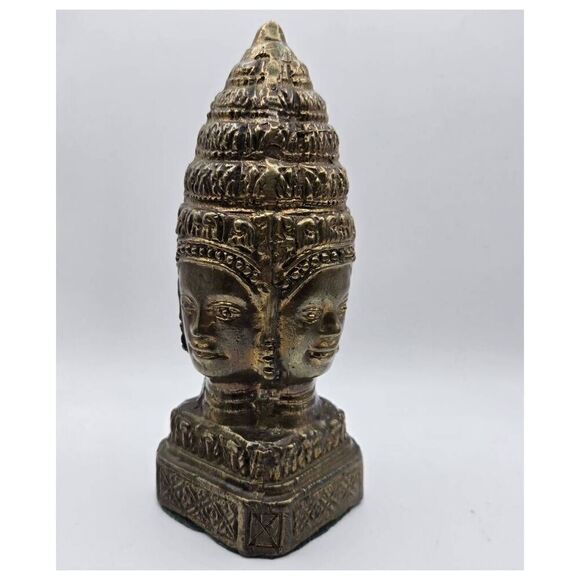 Vintage Solid Brass 4 Face Mukhalinga Statue - Picture 3 of 8